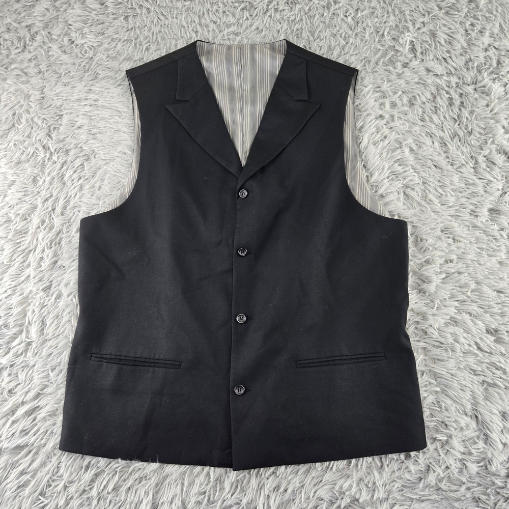Adam Mens 44L Black Notched Lapel Adjustable Back Formal Suit Vest Waistcoat